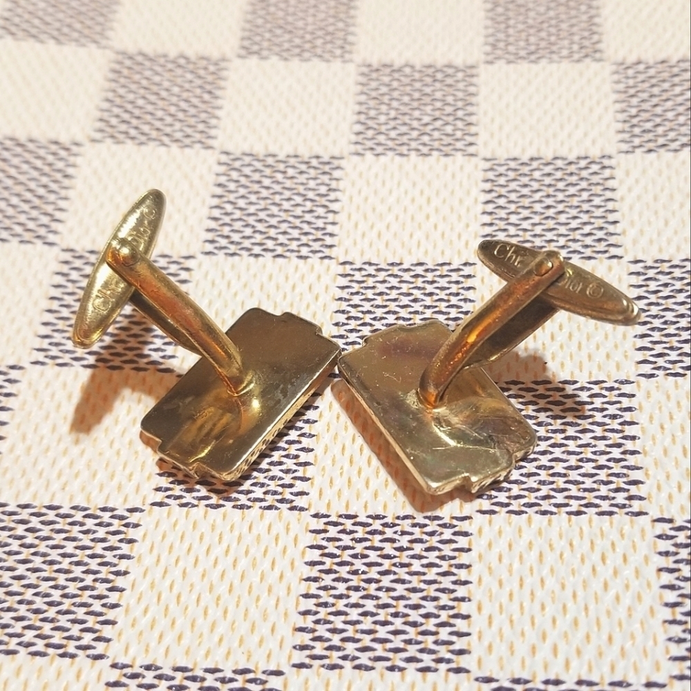 Christian Dior Vintage Logo Gold Plated Cufflinks - Picture 4 of 4